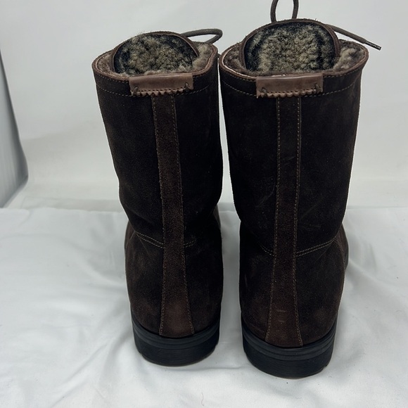 Men’s Sz 9.5 Brown Suede Full Fur Lined Lace Up Lug Boots main image 8